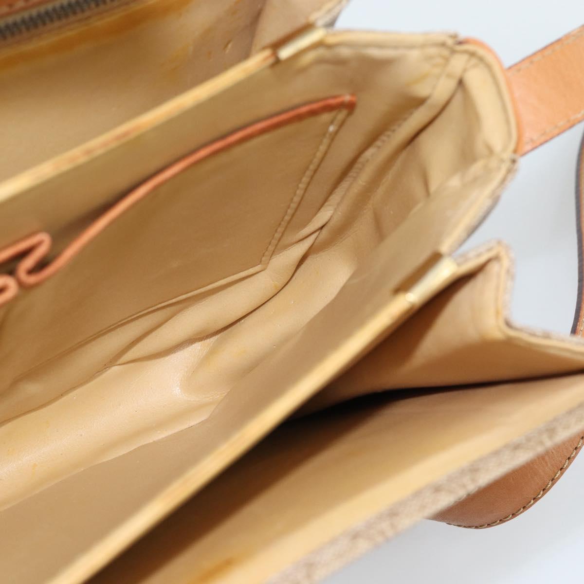 CELINE Macadam Canvas Shoulder Bag PVC Beige Gold Auth 184209