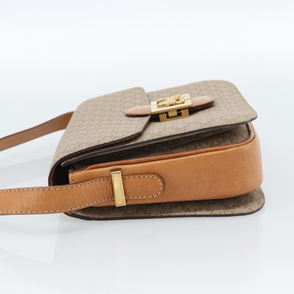 CELINE Macadam Canvas Shoulder Bag PVC Beige Gold Auth 184209