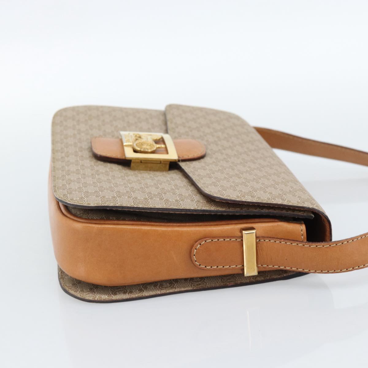 CELINE Macadam Canvas Shoulder Bag PVC Beige Gold Auth 184209
