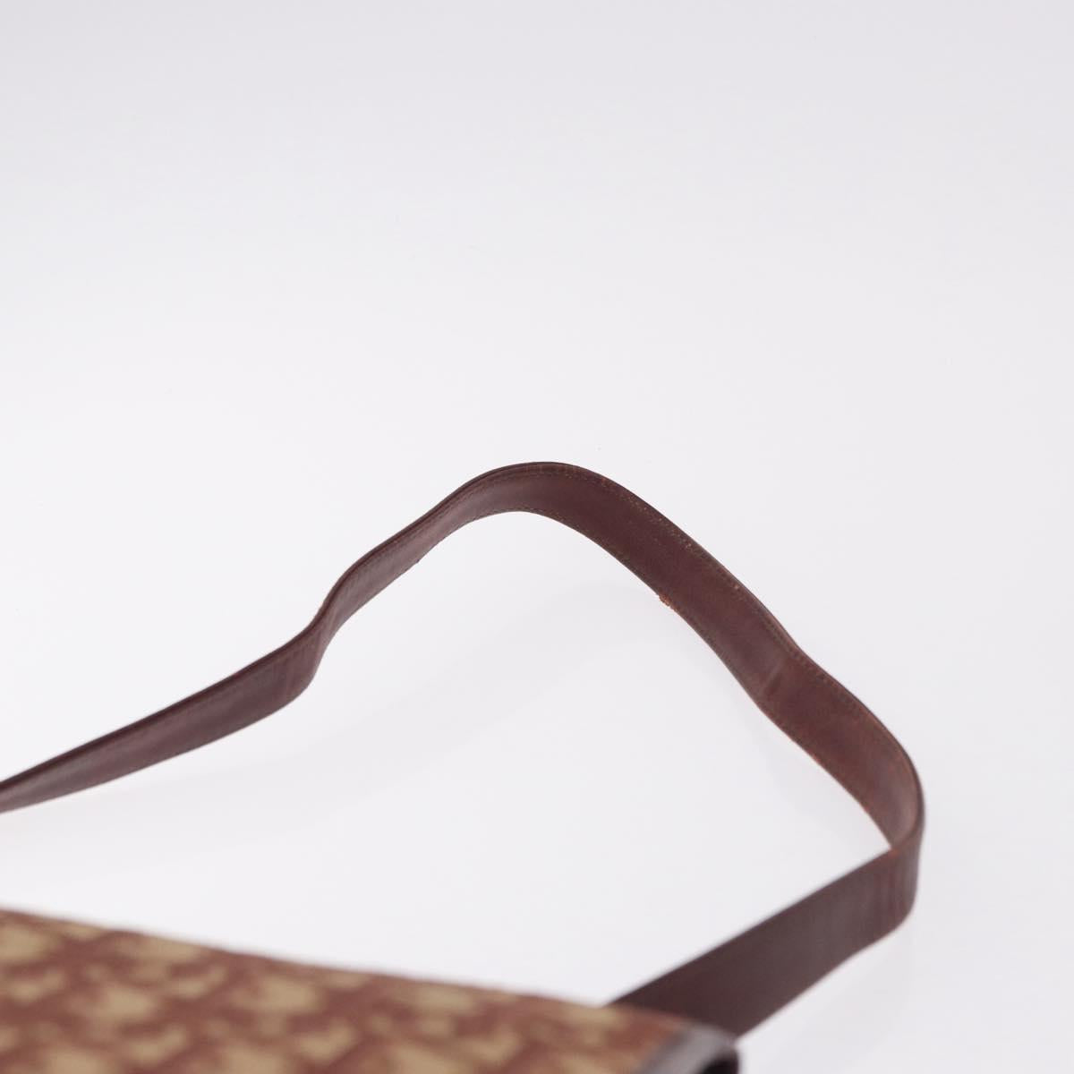 Christian Dior Trotter Canvas Shoulder Bag Red Gold Auth 184210