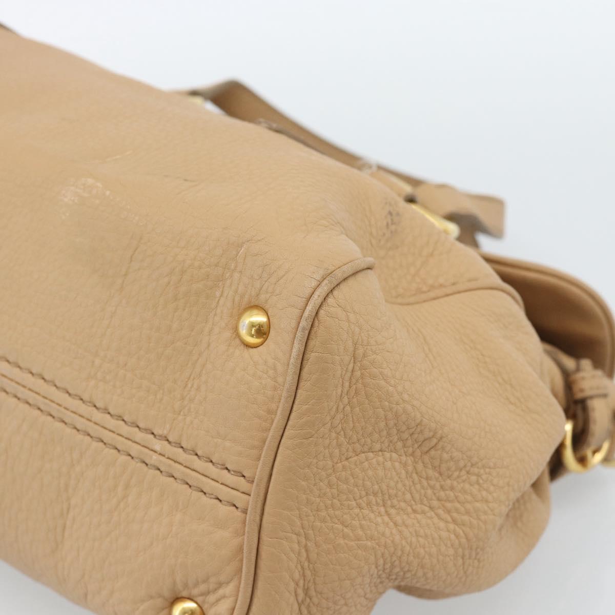 Miu Miu Tote Bag Leather Beige Gold Auth 184214A