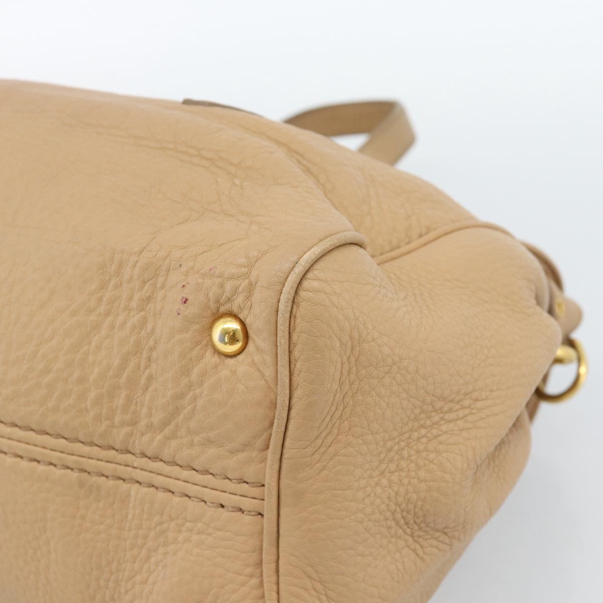 Miu Miu Tote Bag Leather Beige Gold Auth 184214A