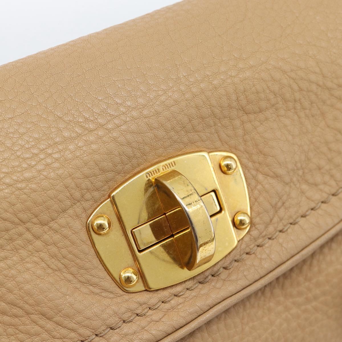 Miu Miu Tote Bag Leather Beige Gold Auth 184214A