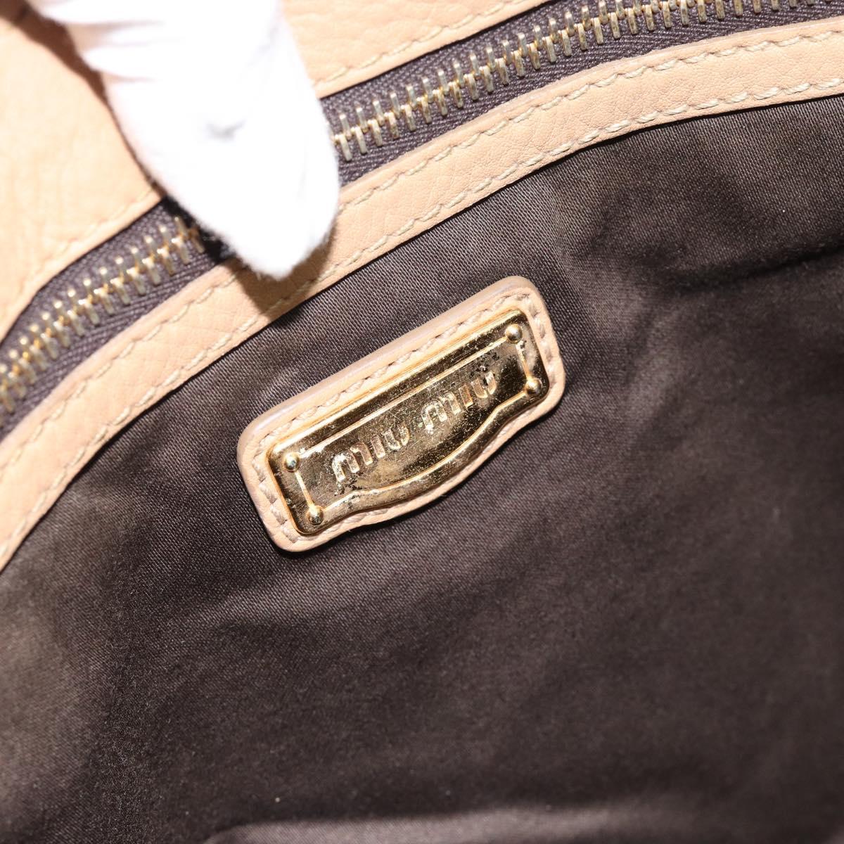 Miu Miu Tote Bag Leather Beige Gold Auth 184214A