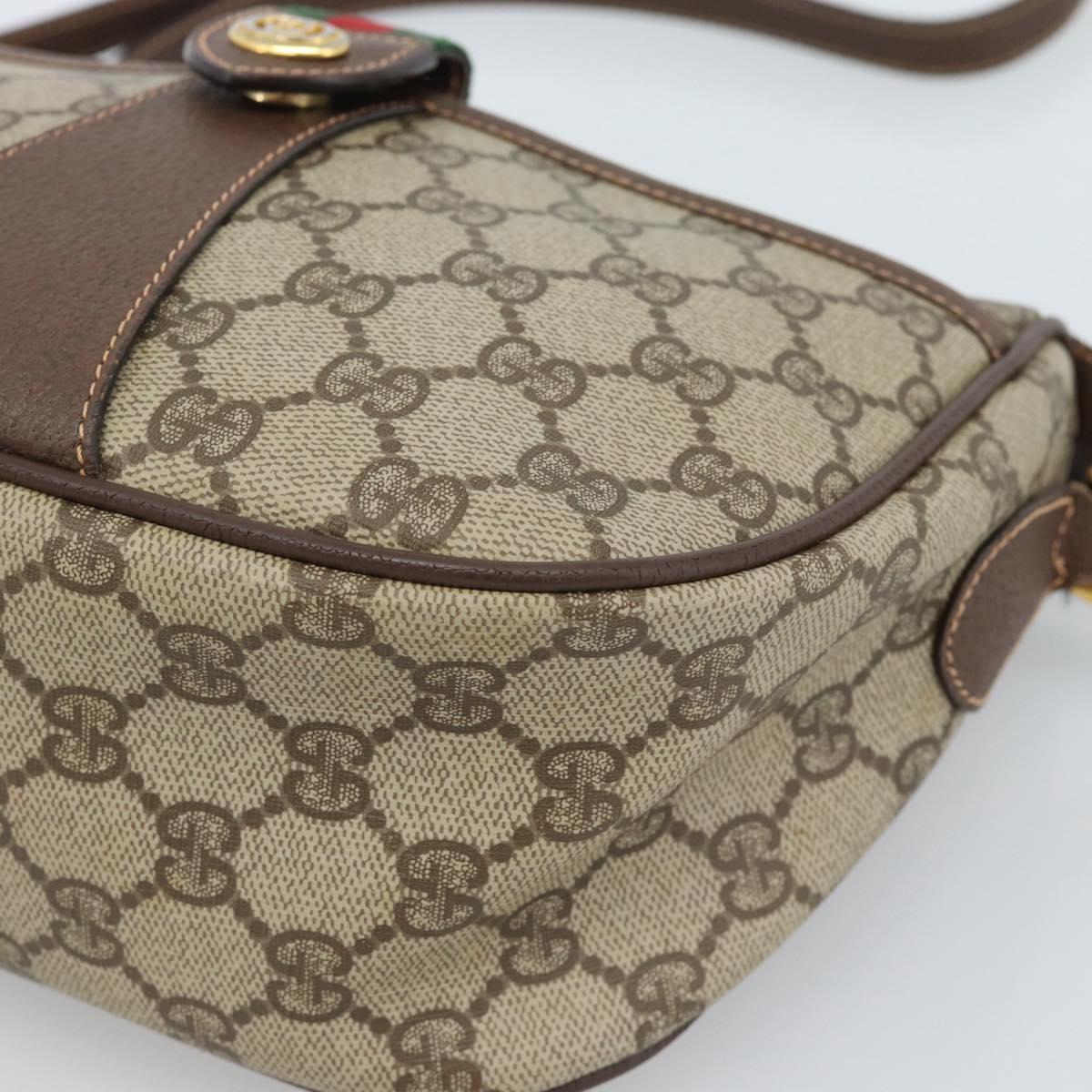 GUCCI GG Supreme Web Sherry Line Bag PVC Beige Gold 89 02 032 Auth 184227