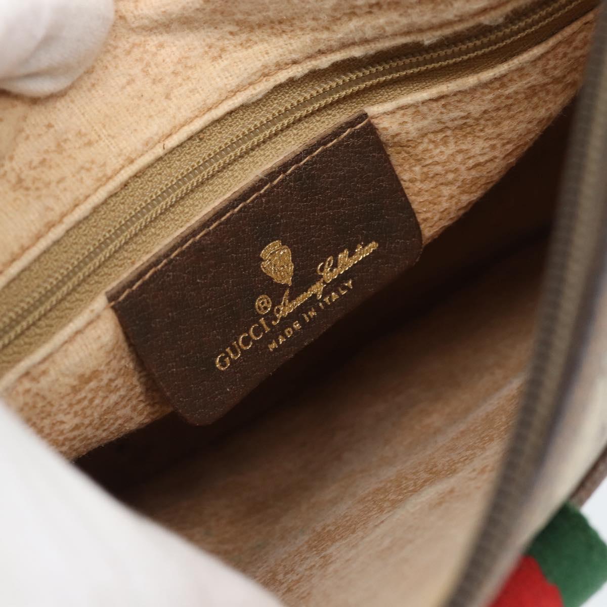 GUCCI GG Supreme Web Sherry Line Bag PVC Beige Gold 89 02 032 Auth 184227