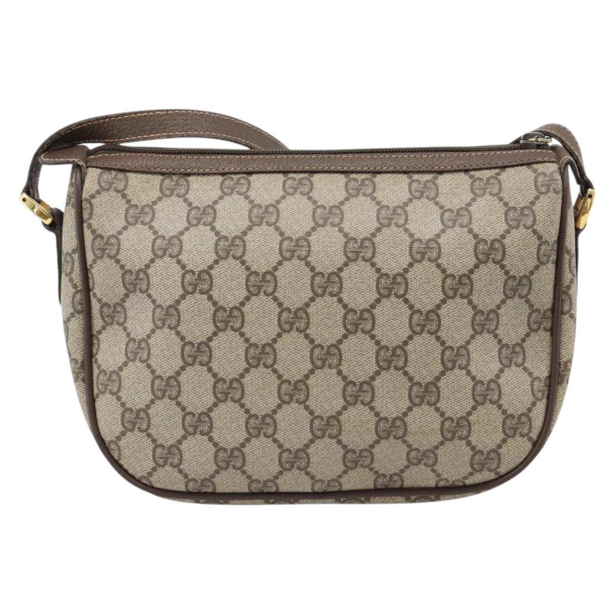 GUCCI GG Supreme Web Sherry Line Bag PVC Beige Gold 89 02 032 Auth 184227