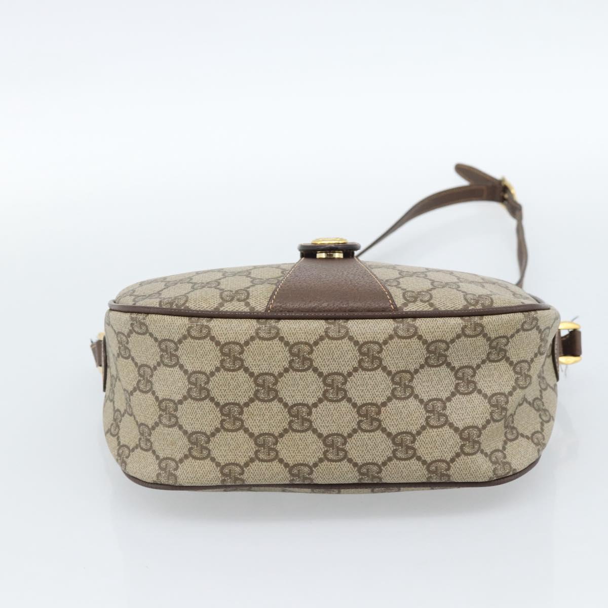 GUCCI GG Supreme Web Sherry Line Bag PVC Beige Gold 89 02 032 Auth 184227