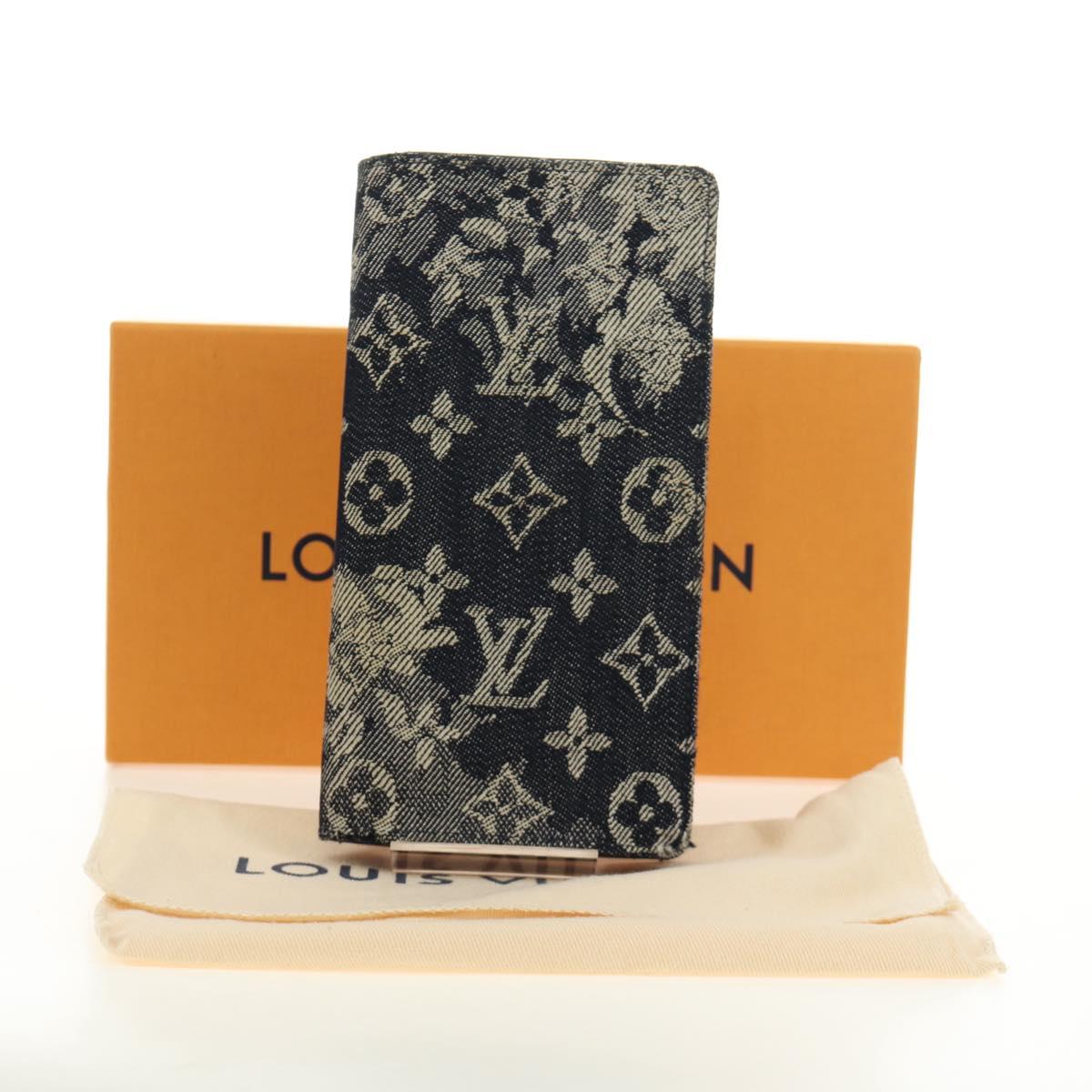LOUIS VUITTON Tapestry Brazza Portefeuille NM Wallet Navy M80032 LV Auth 184232M