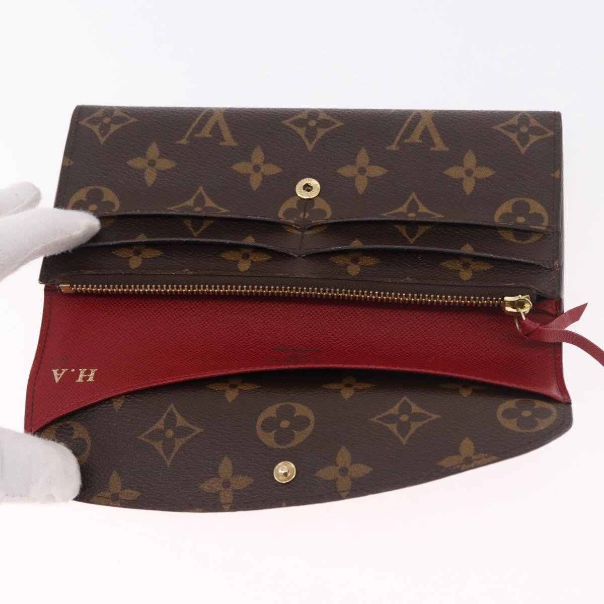 LOUIS VUITTON Monogram Portefeuille Emilie Long Wallet Red M60136 LV Auth 184234