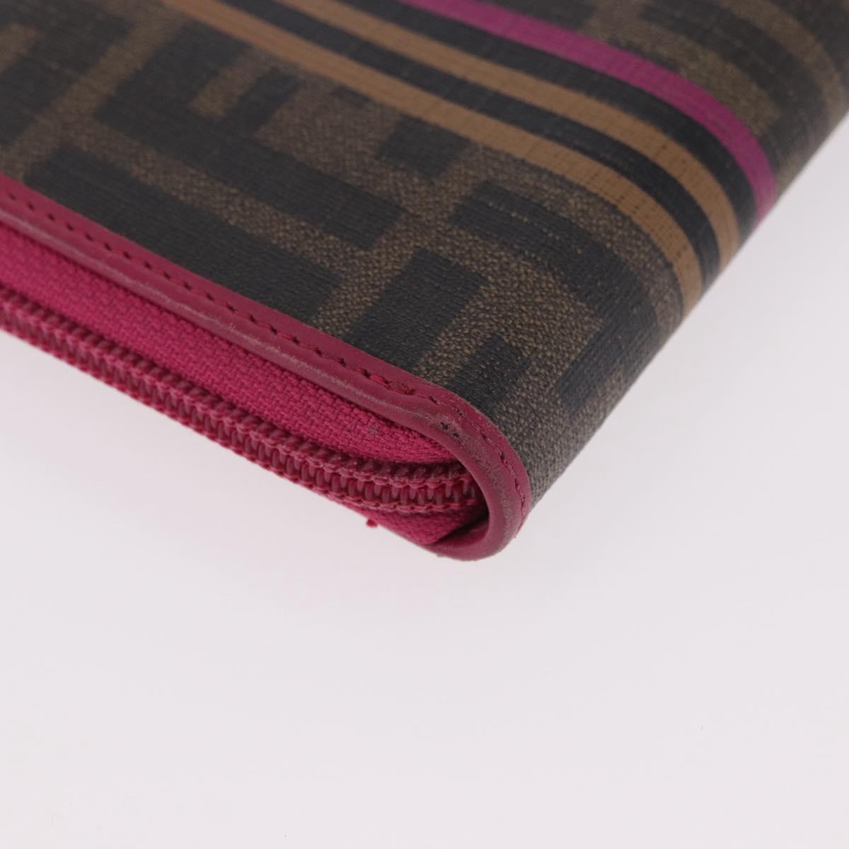 FENDI Zucca Canvas Long Wallet PVC Black Brown Auth 184235A