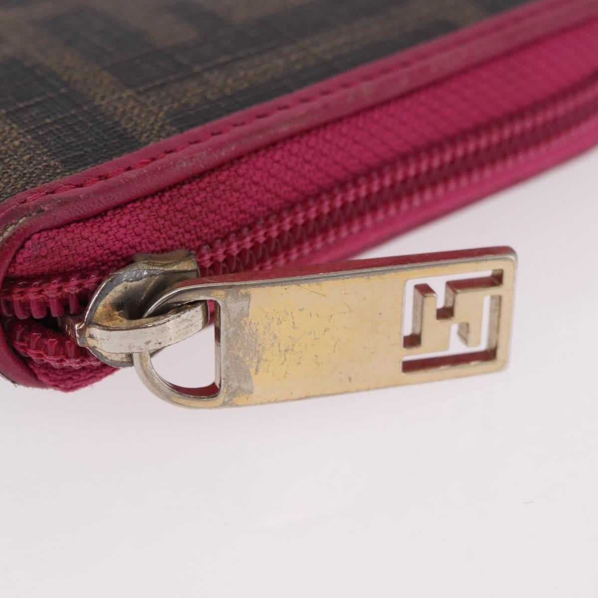 FENDI Zucca Canvas Long Wallet PVC Black Brown Auth 184235A