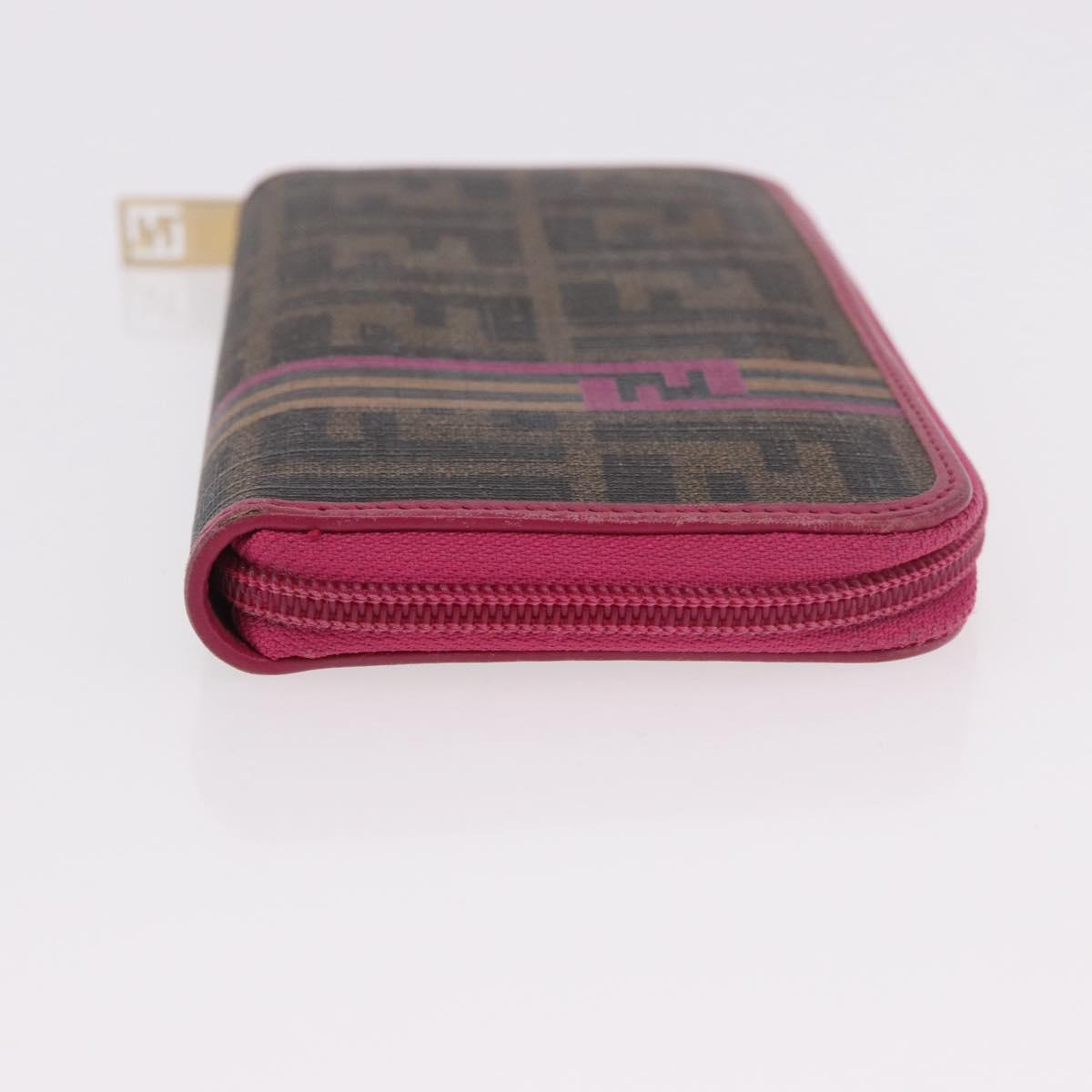 FENDI Zucca Canvas Long Wallet PVC Black Brown Auth 184235A
