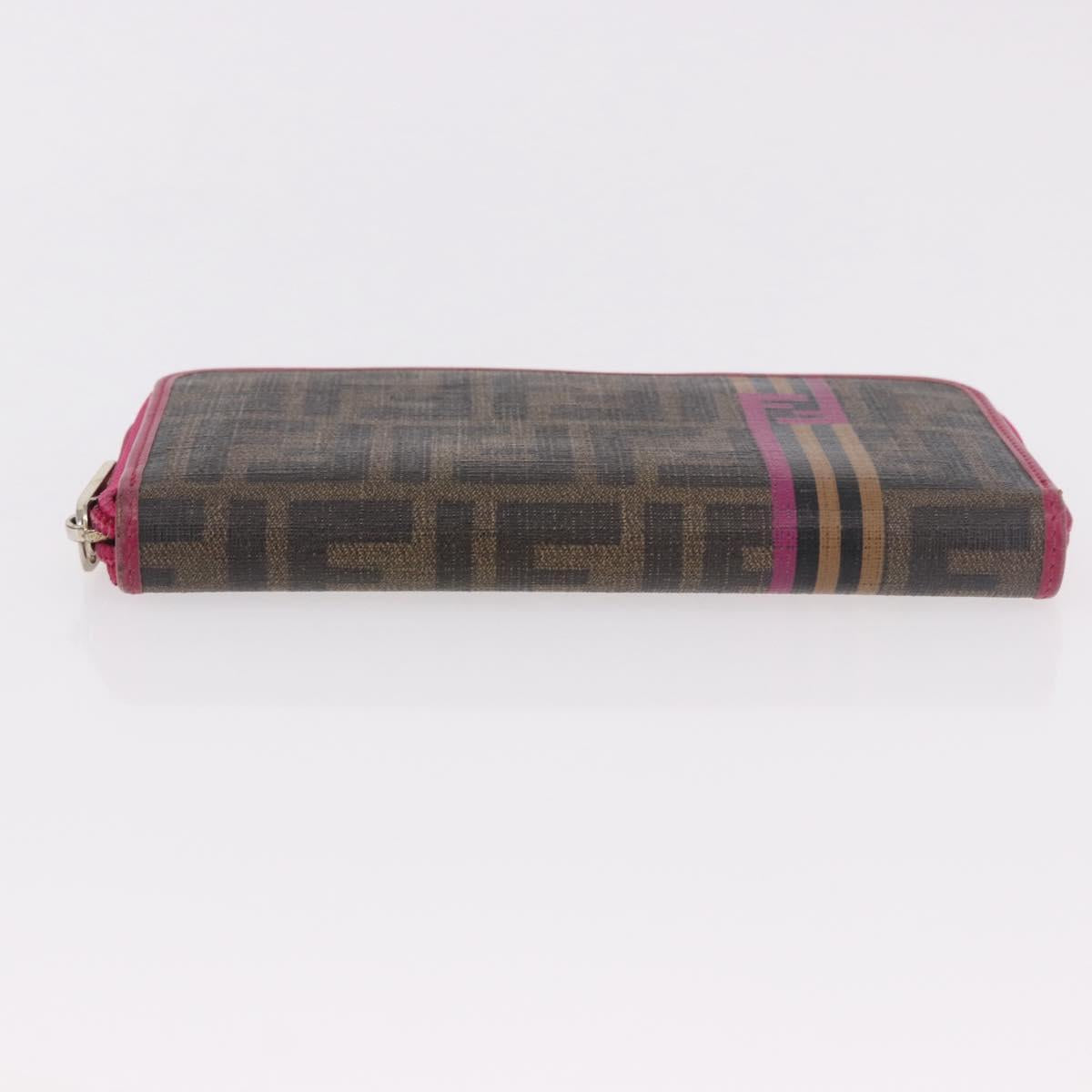 FENDI Zucca Canvas Long Wallet PVC Black Brown Auth 184235A