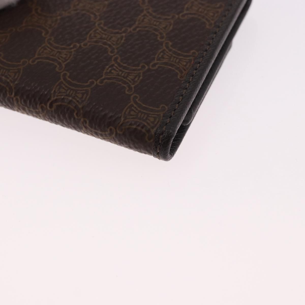 CELINE Macadam Canvas Key Case PVC Leather Black Gold Auth 184236V