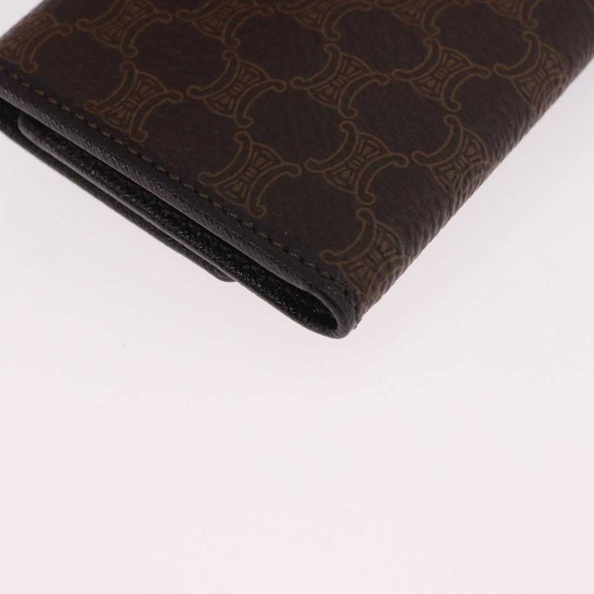CELINE Macadam Canvas Key Case PVC Leather Black Gold Auth 184236V