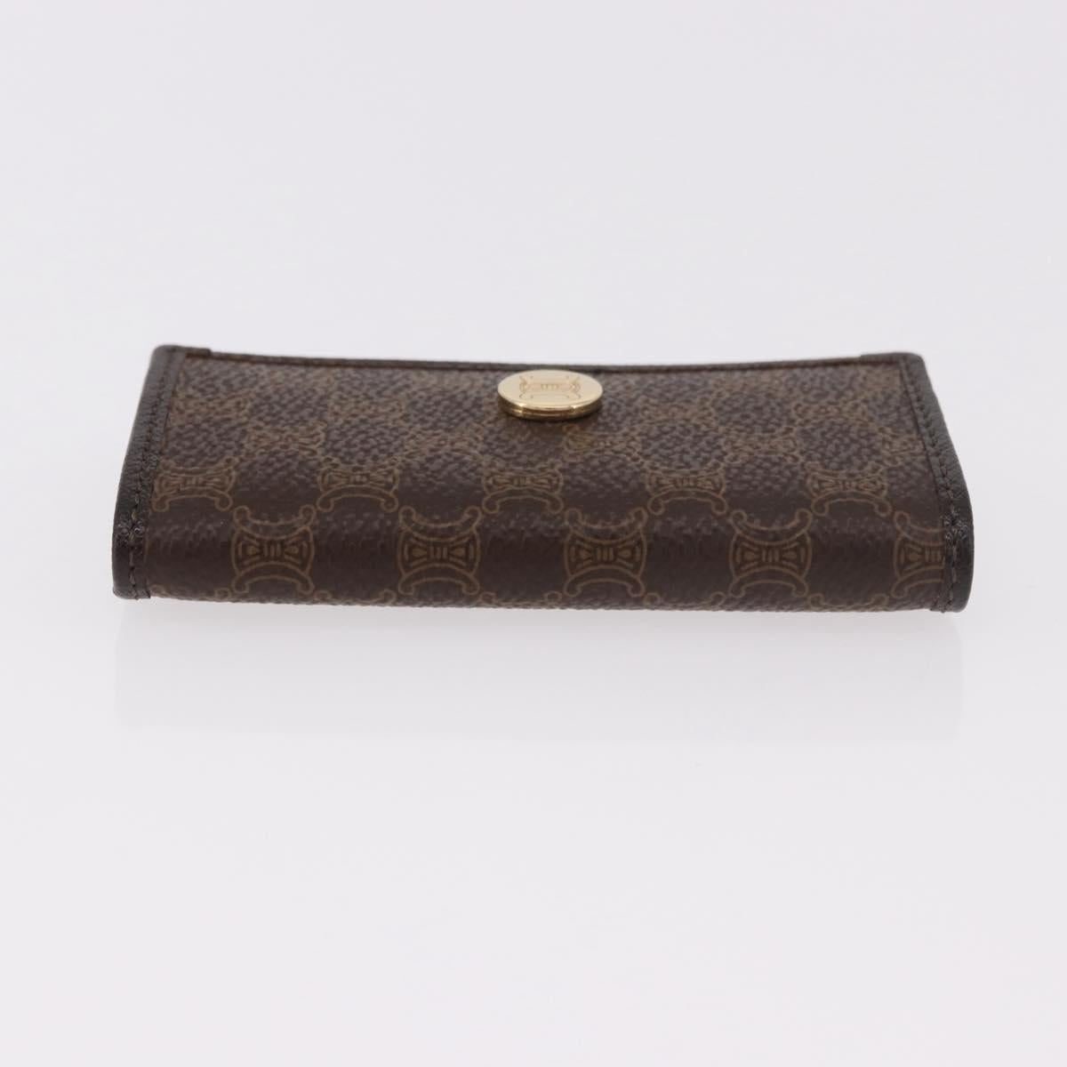 CELINE Macadam Canvas Key Case PVC Leather Black Gold Auth 184236V