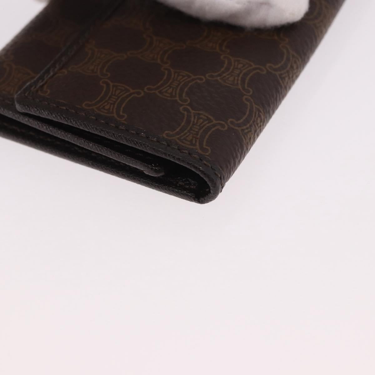 CELINE Macadam Canvas Key Case PVC Leather Black Gold Auth 184236V
