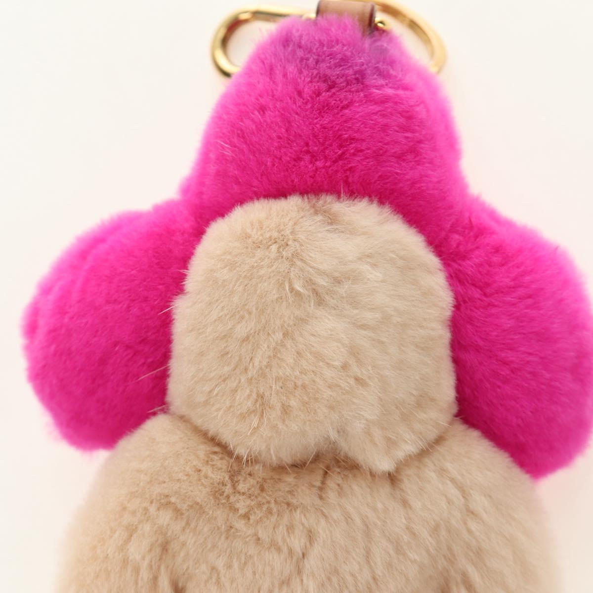 LOUIS VUITTON Vivienne Vison Bag Charm Fur Beige Pink M00870 LV Auth 184237SM