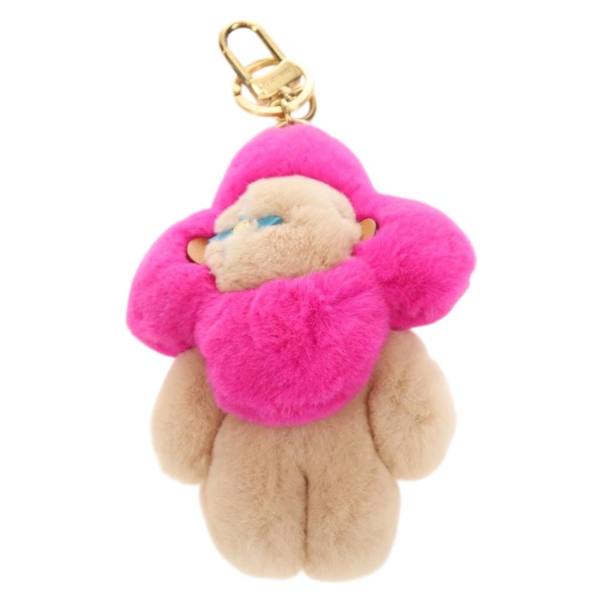 LOUIS VUITTON Vivienne Vison Bag Charm Fur Beige Pink M00870 LV Auth 184237SM