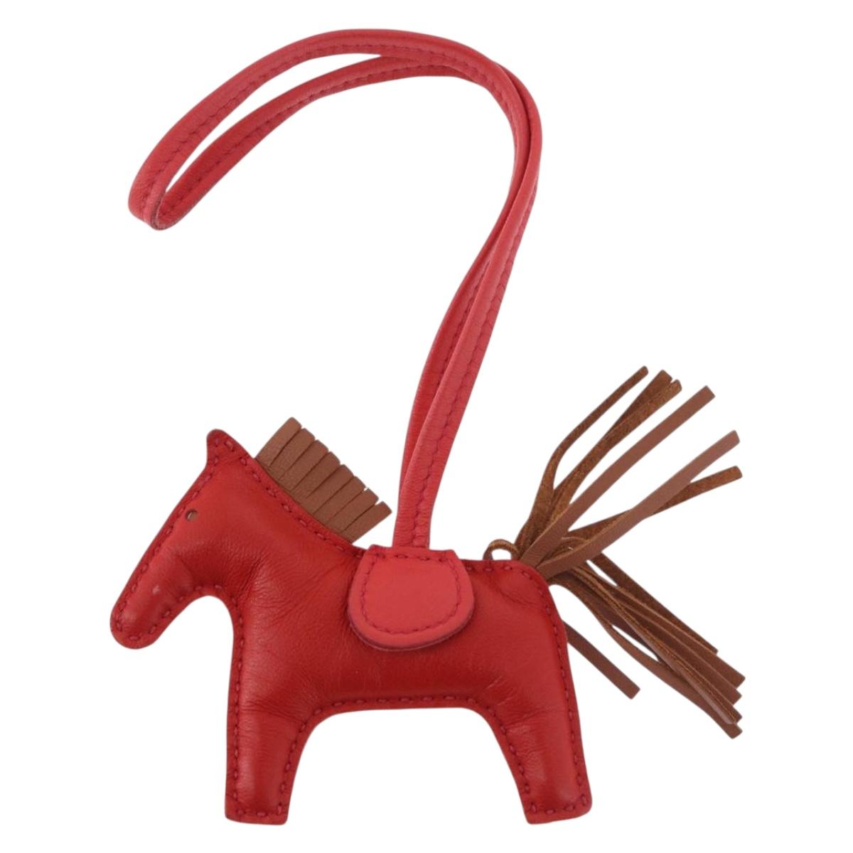 HERMES Rodeo PM Charm Leather Red Auth 184238M