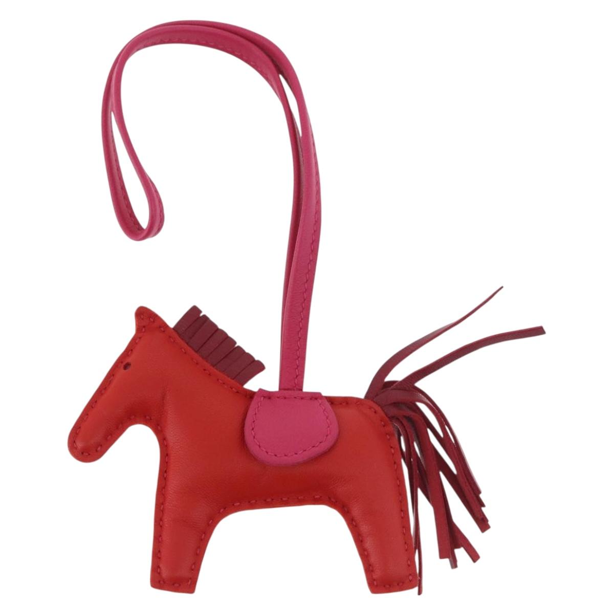 HERMES Rodeo PM Charm Leather Red Auth 184240M