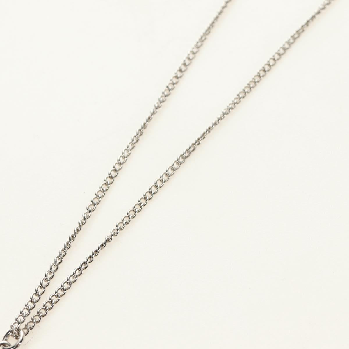 CHANEL COCO Mark Cat Necklace metal Silver CC Auth 184248M