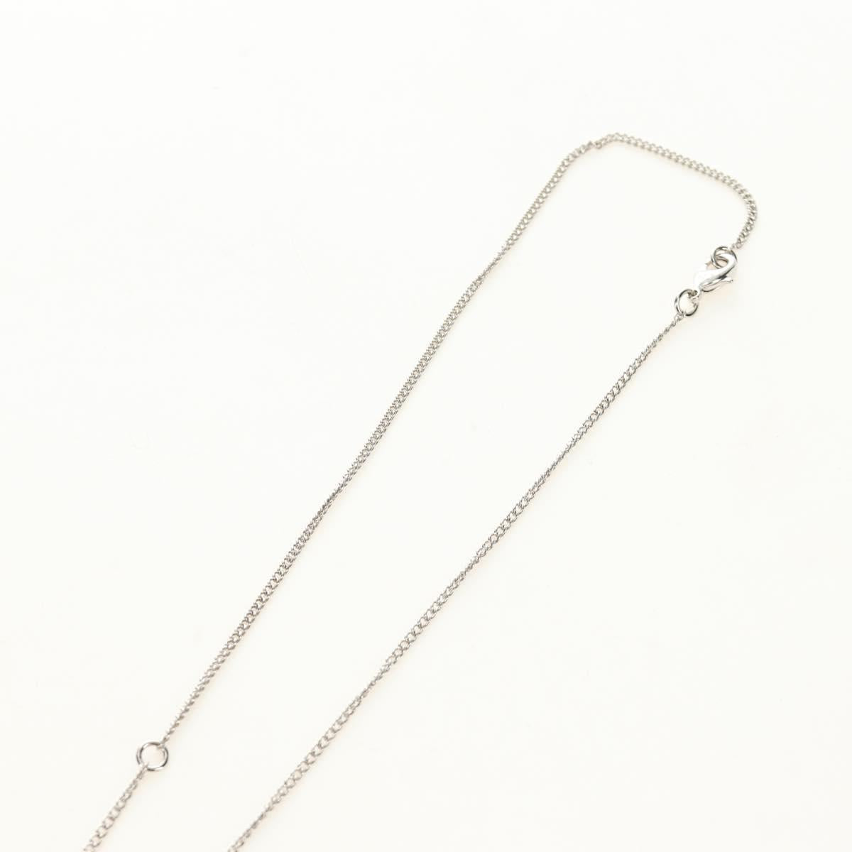 CHANEL COCO Mark Cat Necklace metal Silver CC Auth 184248M