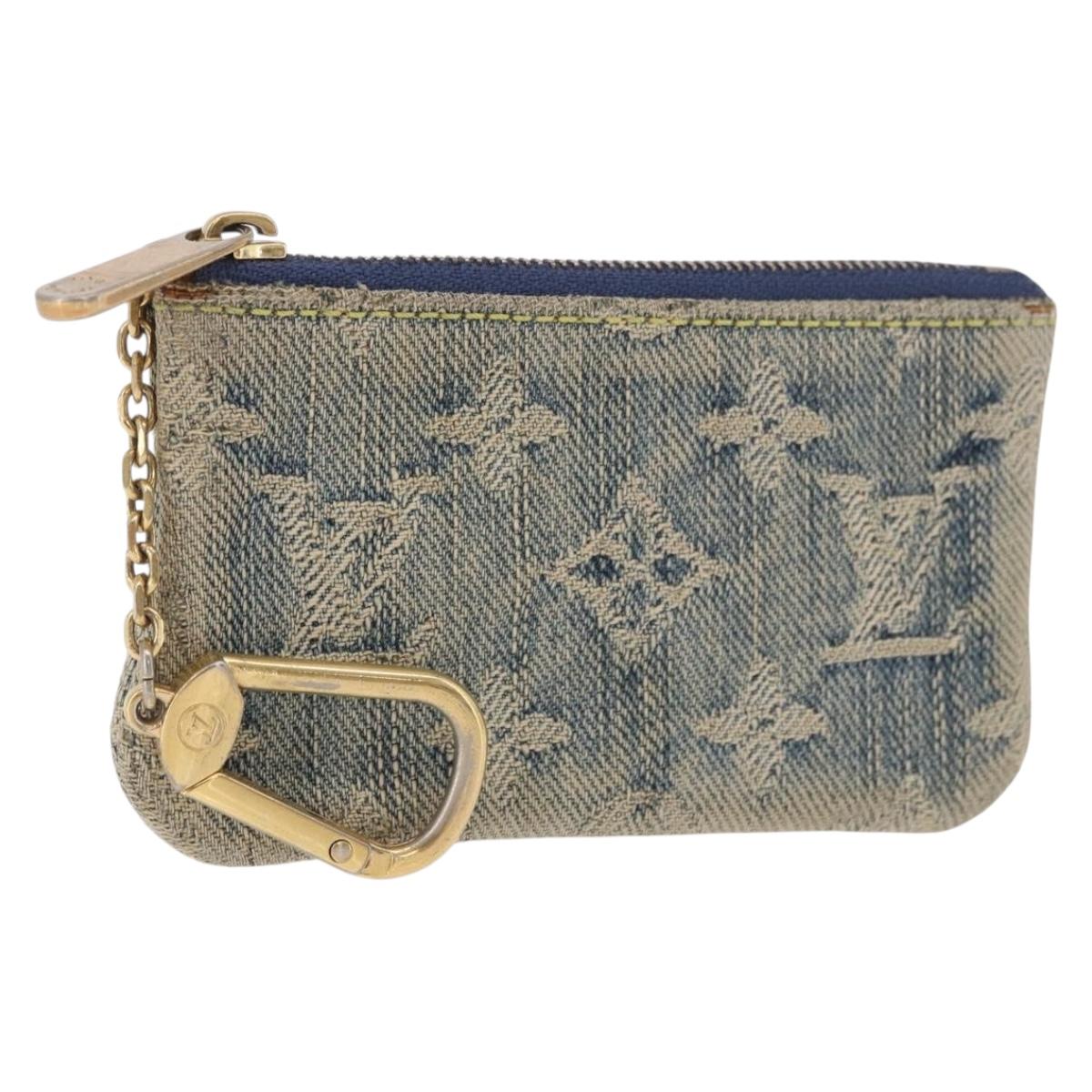 LOUIS VUITTON Monogram Denim Pochette Cles Coin Purse Blue M95343 Auth 184254A