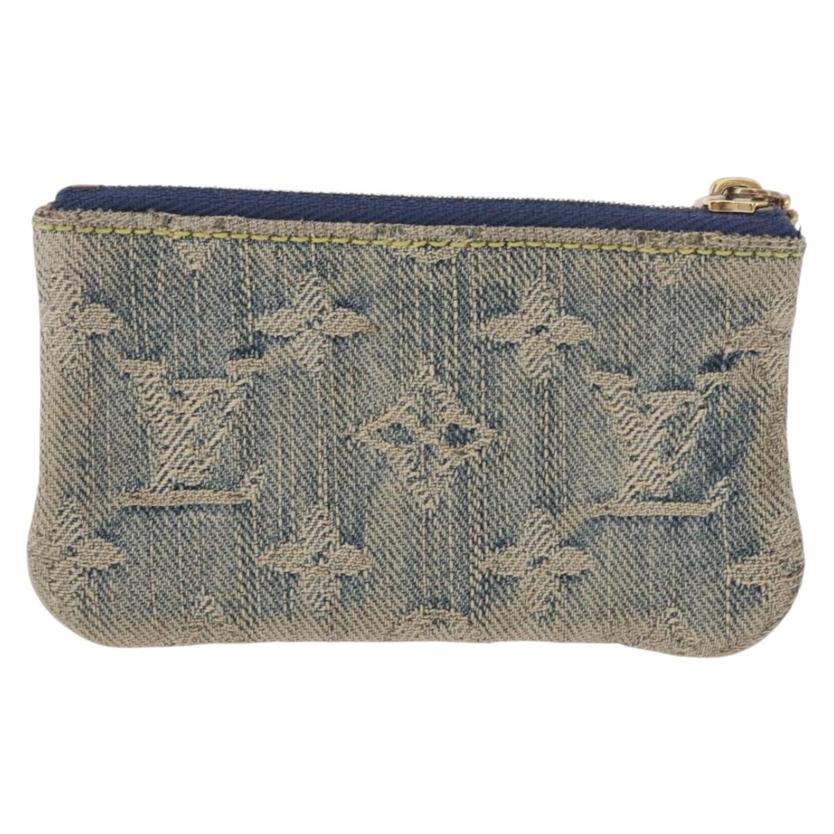 LOUIS VUITTON Monogram Denim Pochette Cles Coin Purse Blue M95343 Auth 184254A