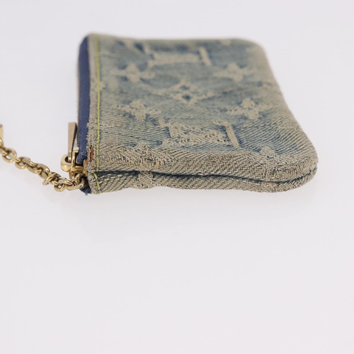 LOUIS VUITTON Monogram Denim Pochette Cles Coin Purse Blue M95343 Auth 184254A