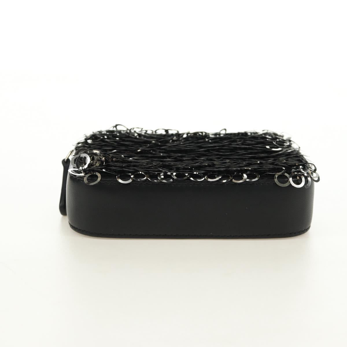 CHANEL Chain Shoulder Bag Sequin Black Silver CC Auth 184258SM