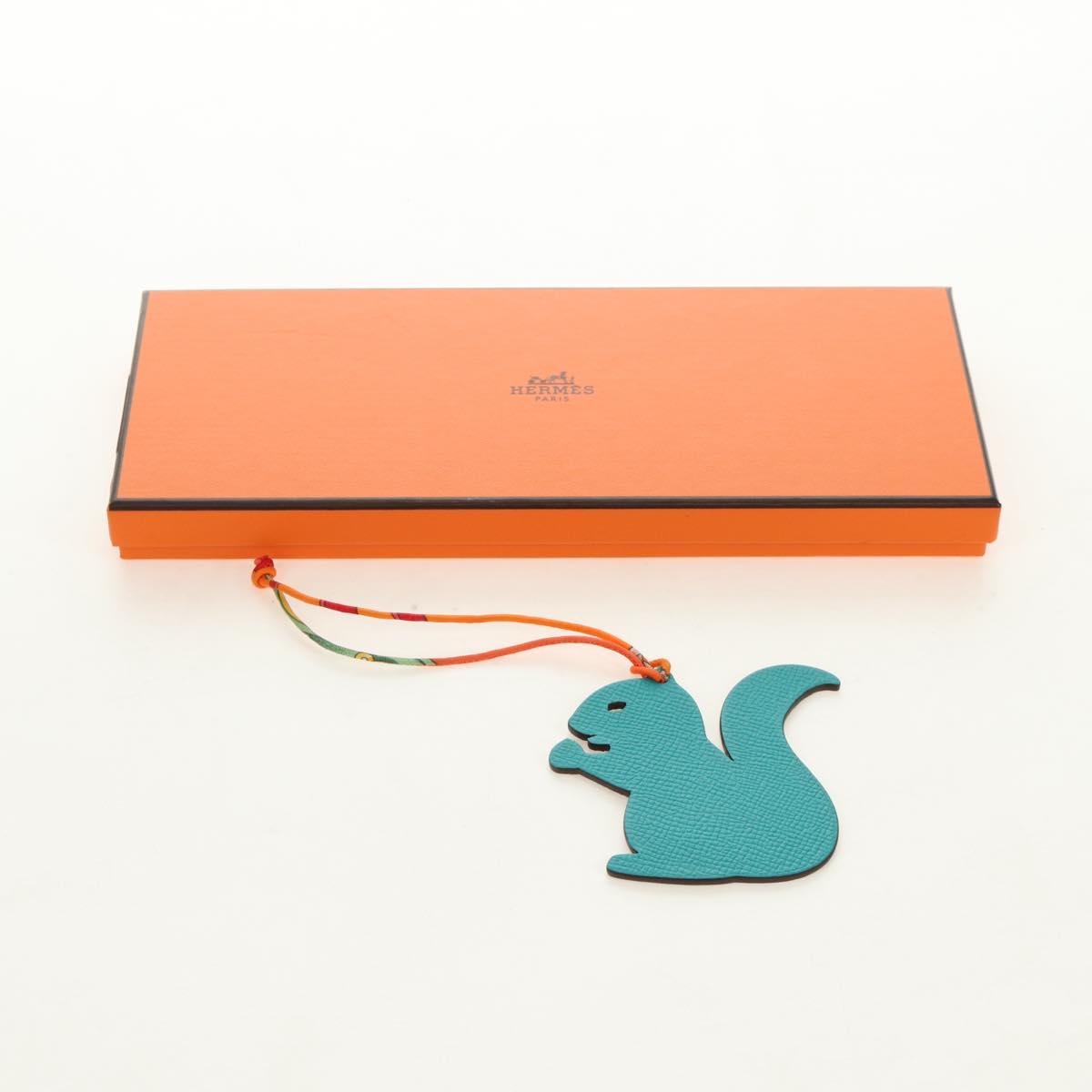 HERMES Petit H Charm Squirrel Charm Leather Green Auth 184259M