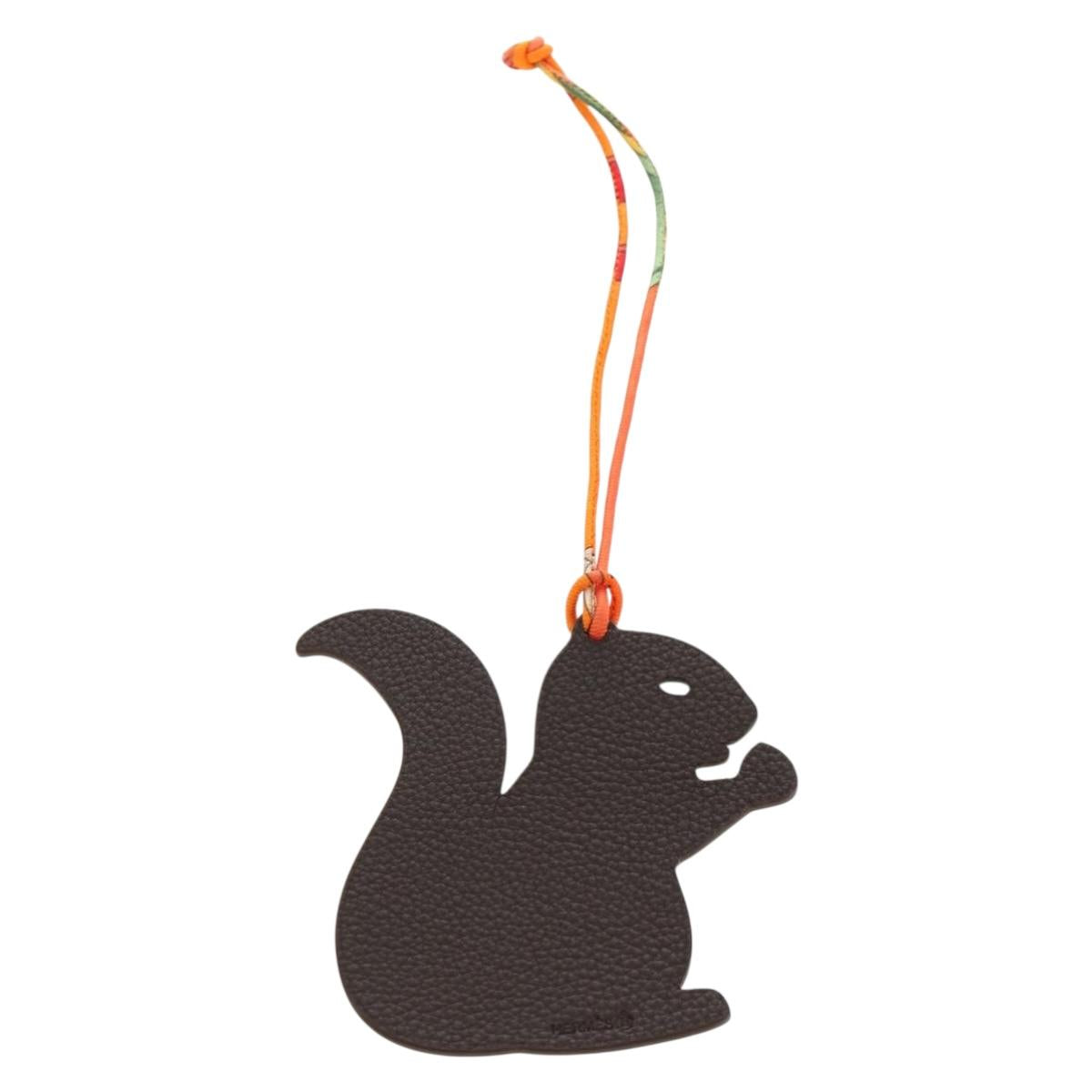 HERMES Petit H Charm Squirrel Charm Leather Green Auth 184259M