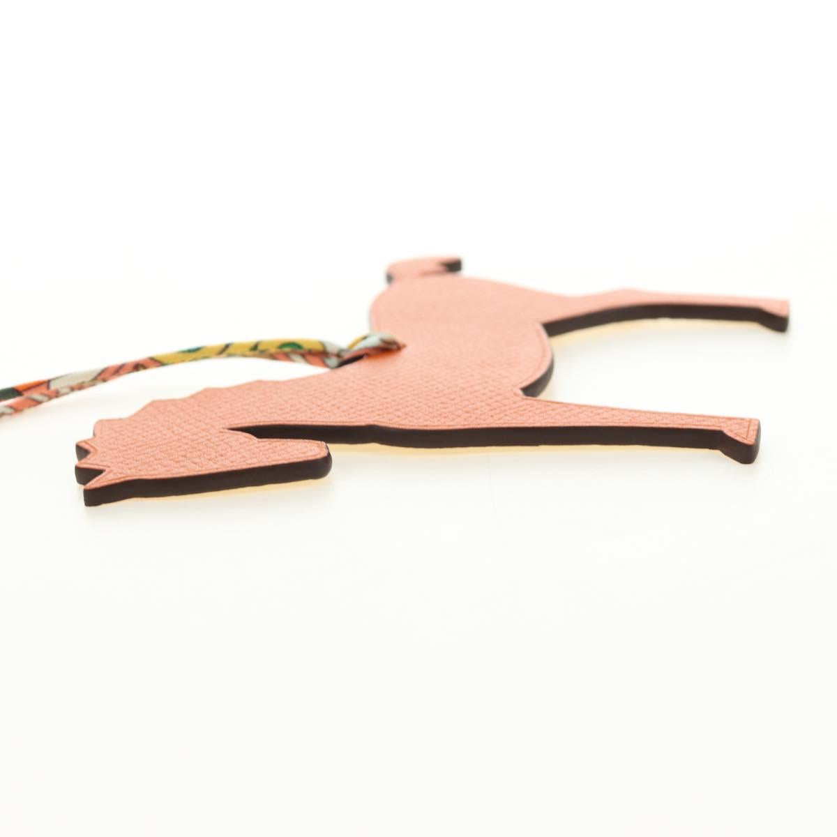 HERMES Petit H Charm Horse Bag Charm Leather Orange Auth 184264M