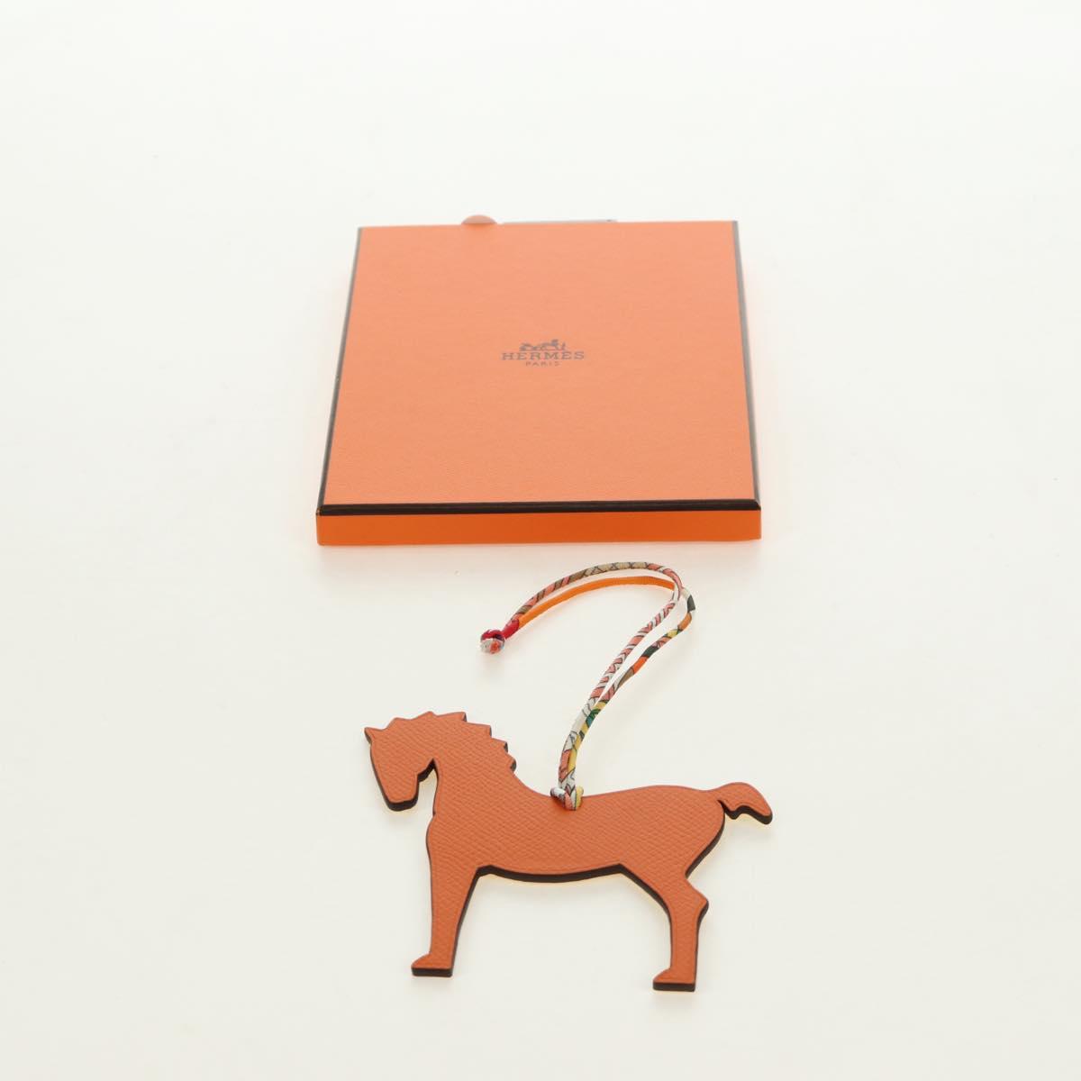 HERMES Petit H Charm Horse Bag Charm Leather Orange Auth 184264M
