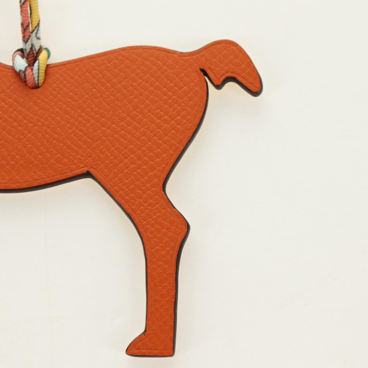 HERMES Petit H Charm Horse Bag Charm Leather Orange Auth 184264M