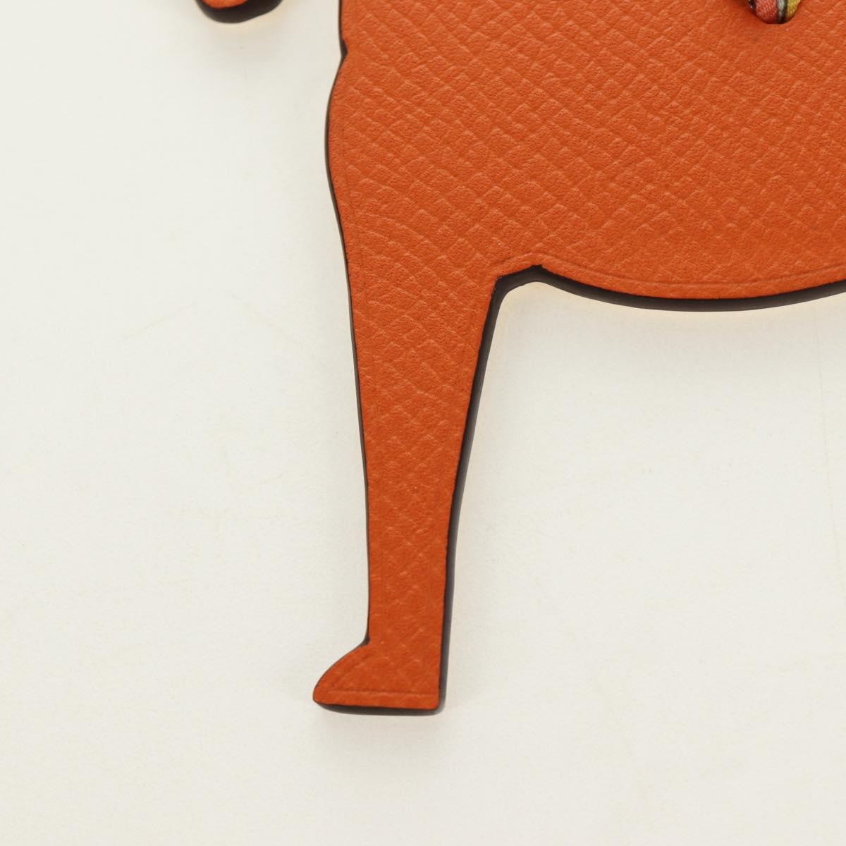 HERMES Petit H Charm Horse Bag Charm Leather Orange Auth 184264M