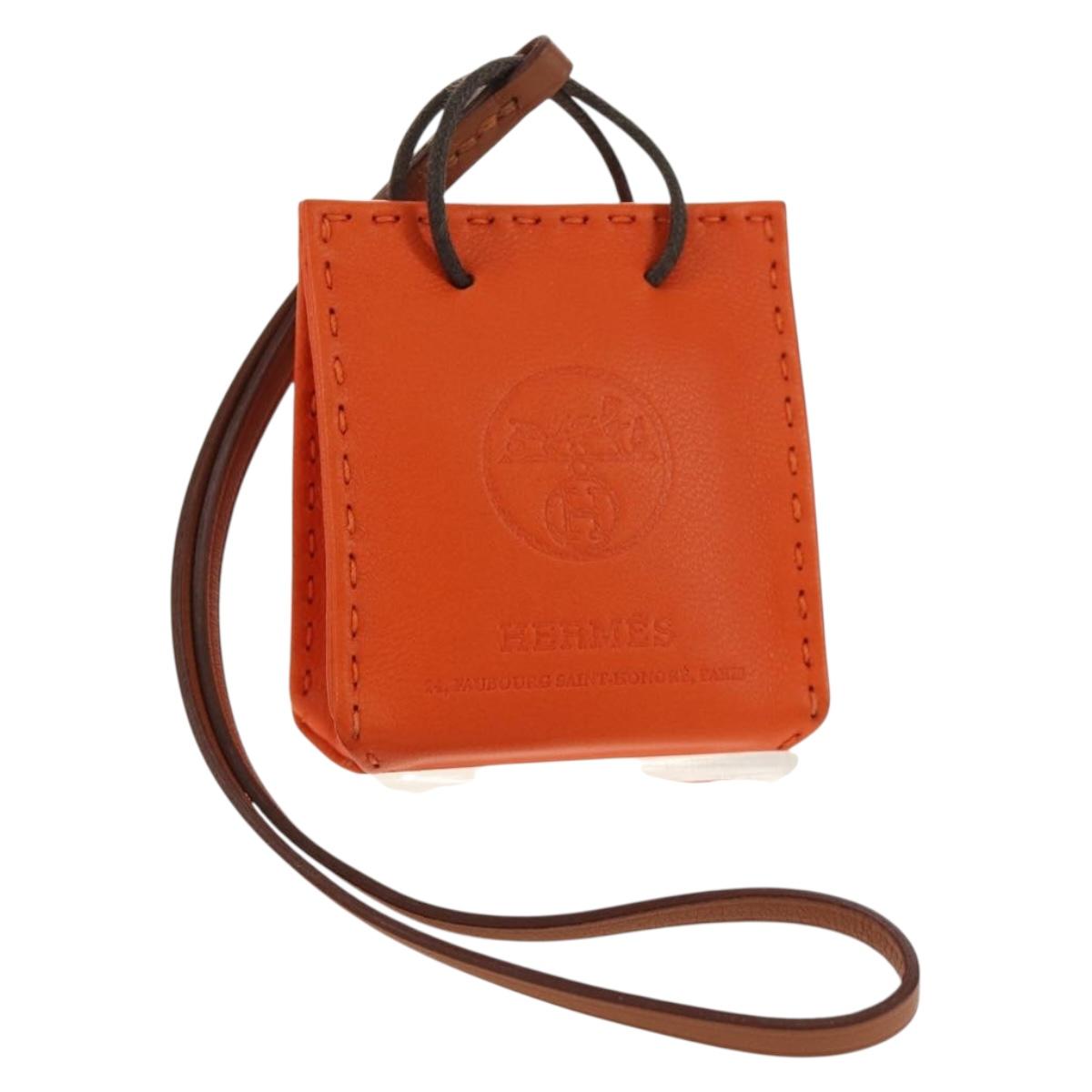 HERMES Sac Orange Charm Bag Leather Orange Auth 184265M
