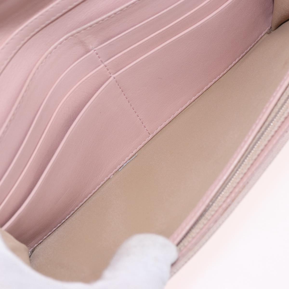 Christian Dior Chain Trotter Canvas Long Wallet Pink Silver Auth 184271