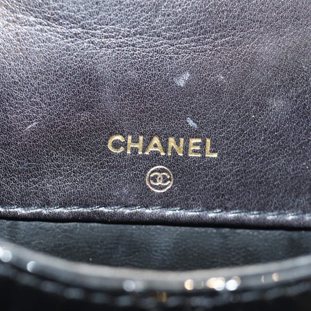 CHANEL Matelasse Chain Shoulder Bag Patent leather Black Gold CC Auth 184272V
