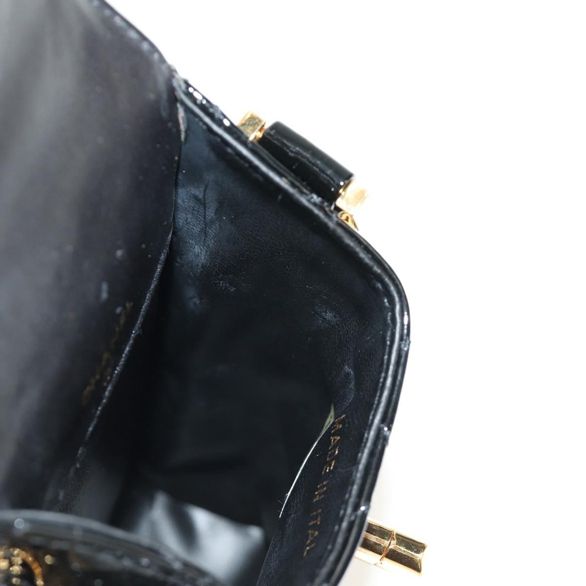 CHANEL Matelasse Chain Shoulder Bag Patent leather Black Gold CC Auth 184272V