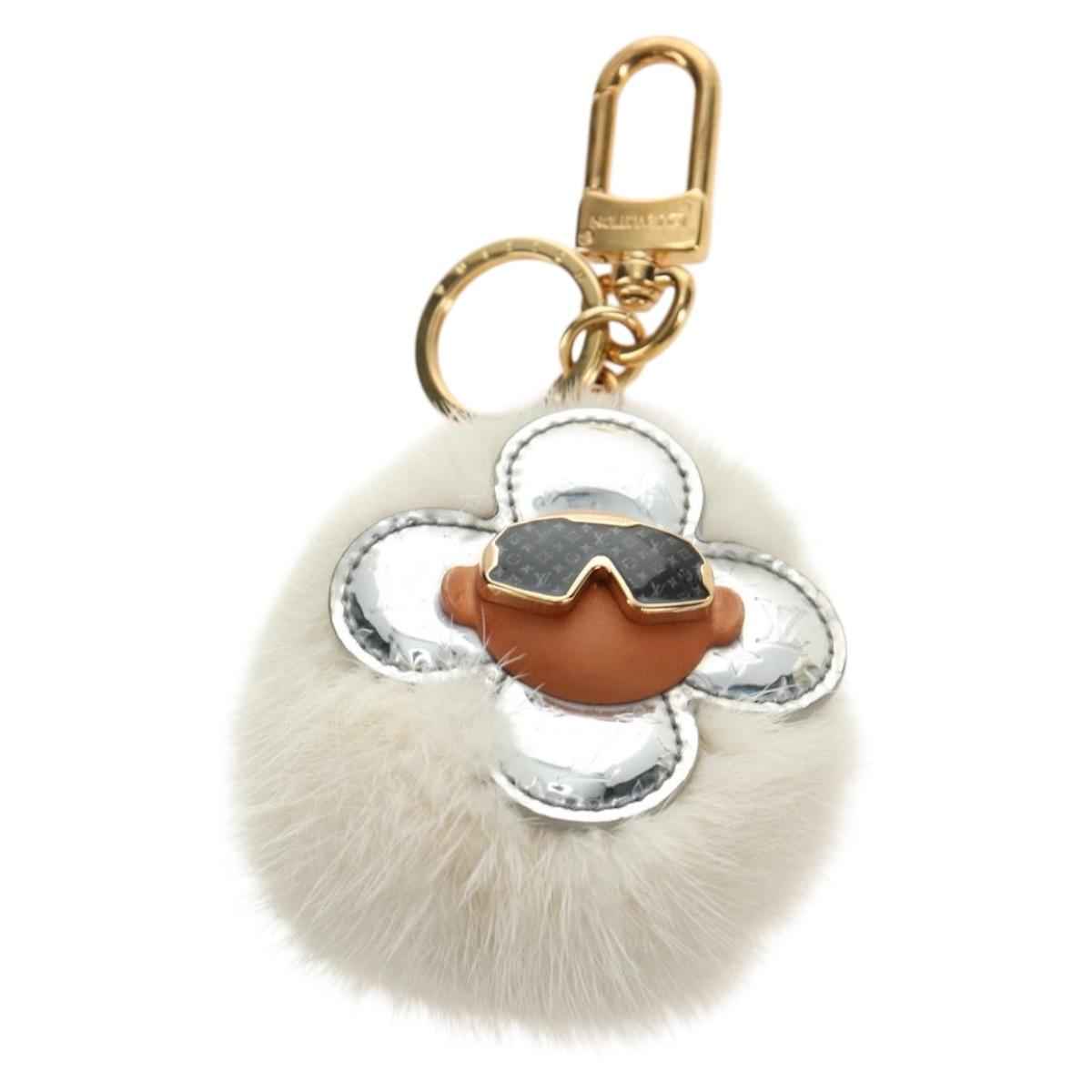 LOUIS VUITTON Porte Cles Snow Vivienne Charm Fur White Gold M00554 Auth 184274SM