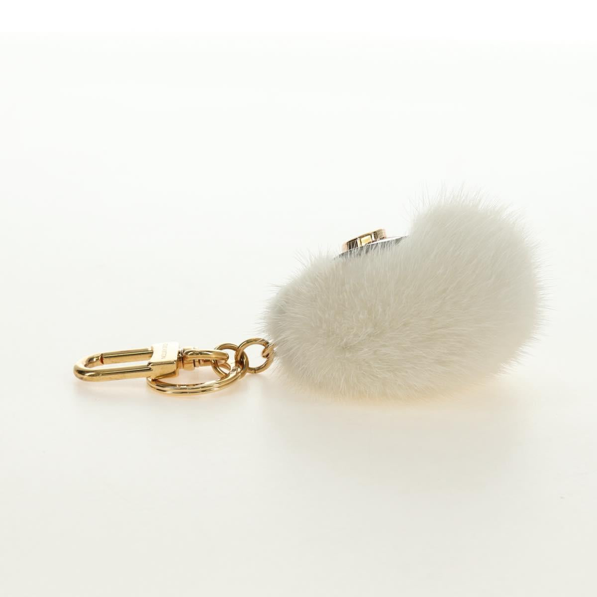 LOUIS VUITTON Porte Cles Snow Vivienne Charm Fur White Gold M00554 Auth 184274SM