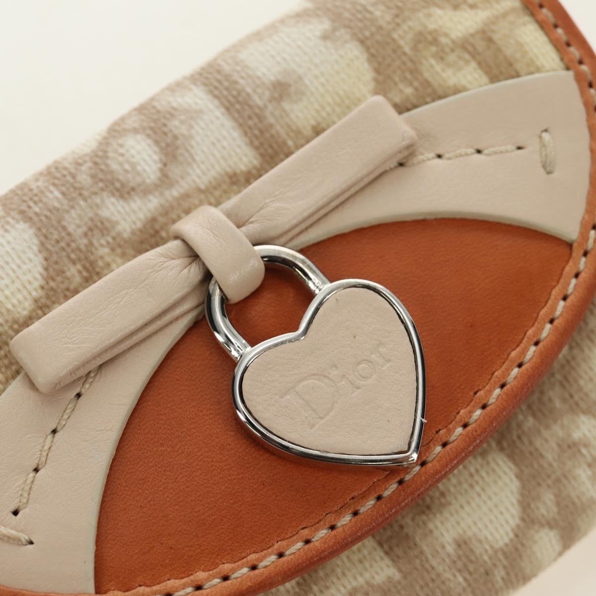 Christian Dior Trotter Canvas Romantic Coin Purse PVC Beige Silver Auth 184275SM
