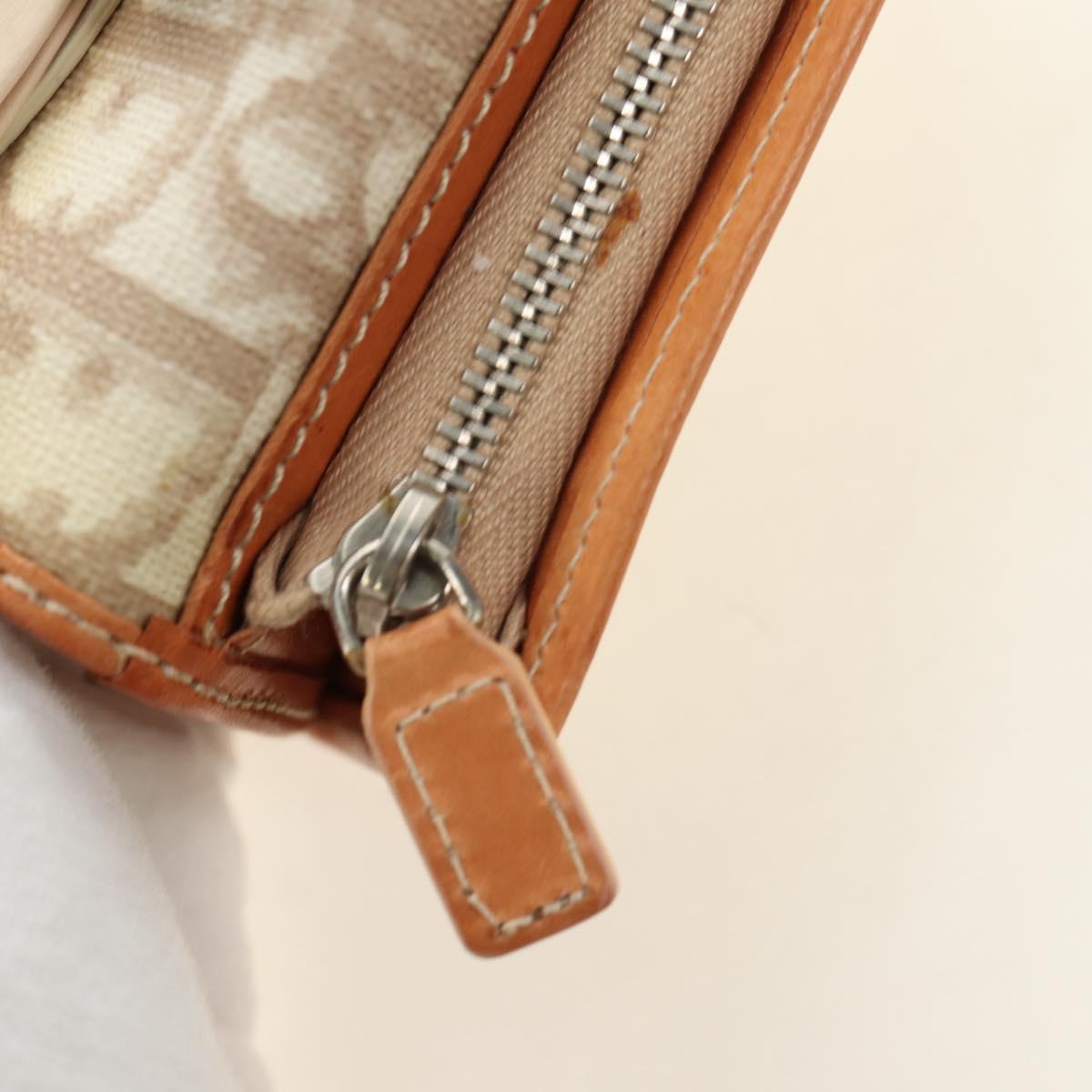 Christian Dior Trotter Canvas Romantic Coin Purse PVC Beige Silver Auth 184275SM