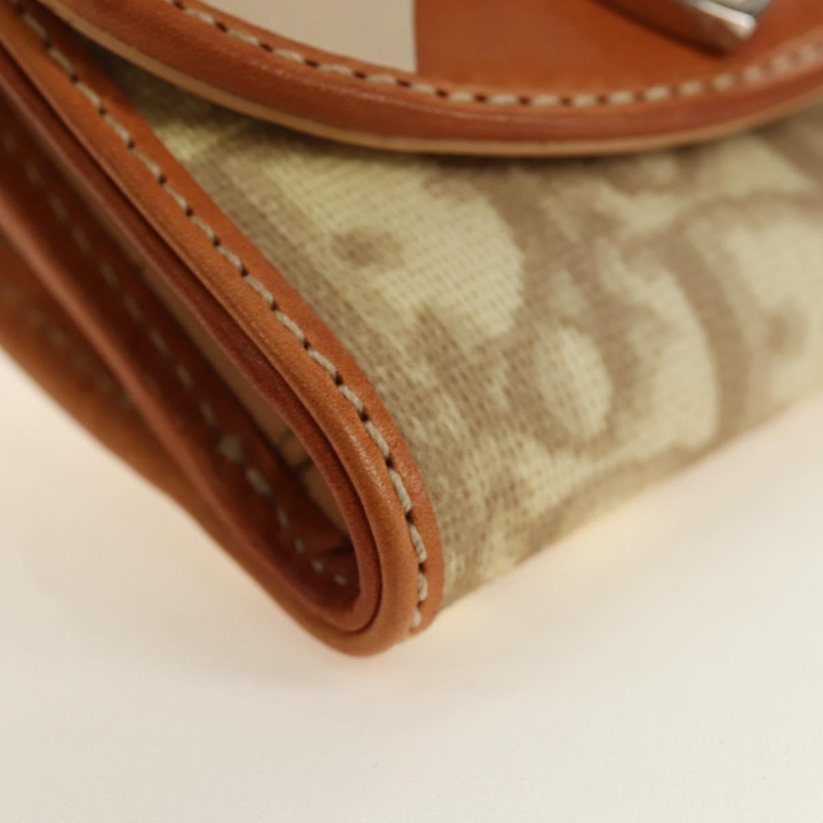 Christian Dior Trotter Canvas Romantic Coin Purse PVC Beige Silver Auth 184275SM