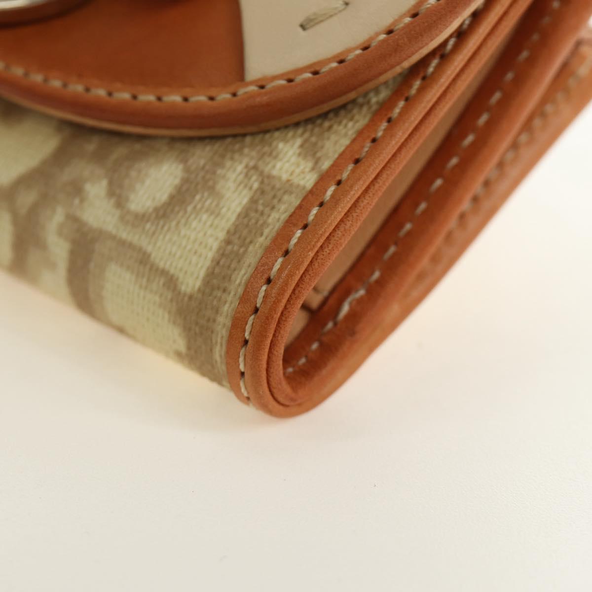 Christian Dior Trotter Canvas Romantic Coin Purse PVC Beige Silver Auth 184275SM
