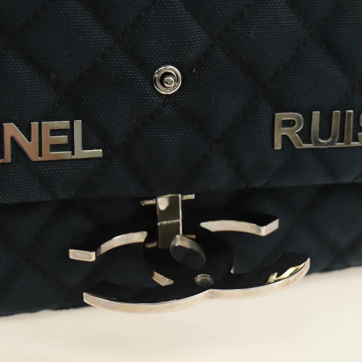 CHANEL Chain Cruise line Matelasse 23 Bag Canvas Navy Silver CC Auth 184283SAM