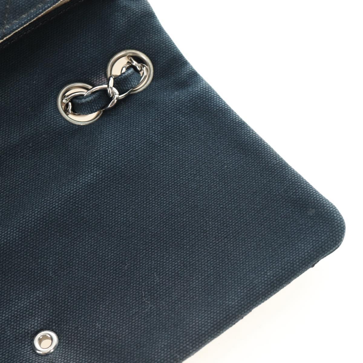CHANEL Chain Cruise line Matelasse 23 Bag Canvas Navy Silver CC Auth 184283SAM